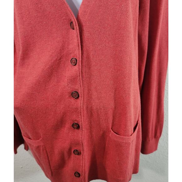 Lane Bryant Orange Button Up Cardigan Sweater 18 20 Lightweight Soft Pockets - Picture 2 of 4